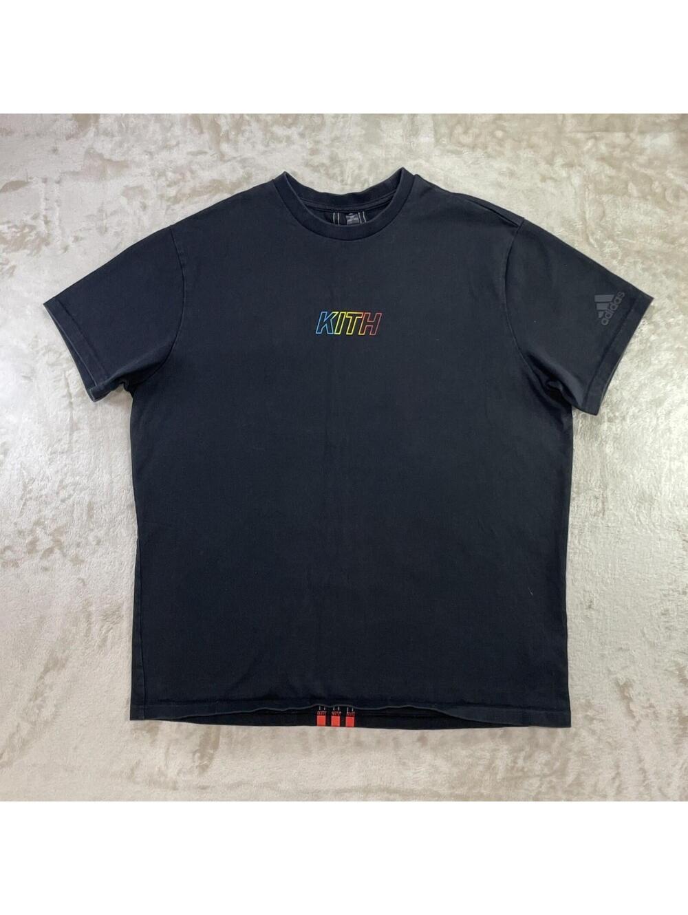 KITH x Adidas Terrex Men's Size Large Black Short Sleeve T Shirt Rainbow - EUC
